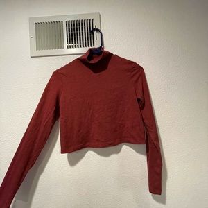red crop top long sleeve turtleneck